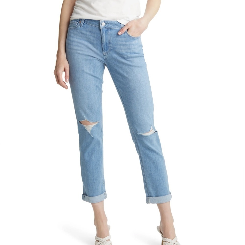 Paige Brigitte Ripped Straight Leg Jeans